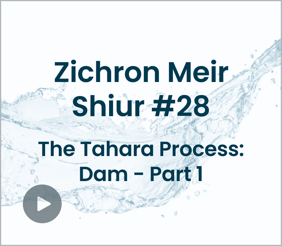 Shiur #28 - The Tahara Process: Dam - Part 1