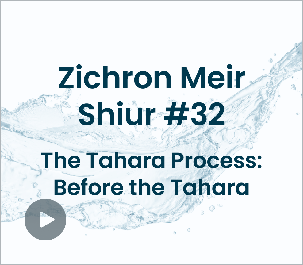 Shiur #32 - The Tahara Process Before the Tahara
